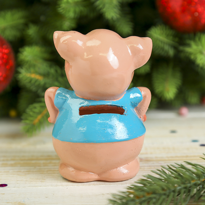 Копилка полистоун лак "Розовый поросёнок Baby boy" 11х7,6х7 см