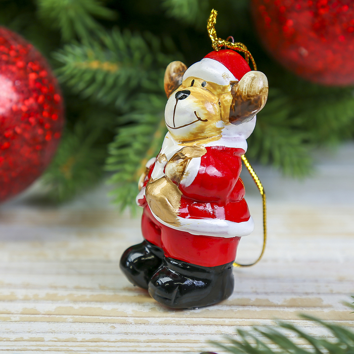 Сувенир керамика "Лосик в пуховике с колокольчиком" 6,5х4,2х2,5 см