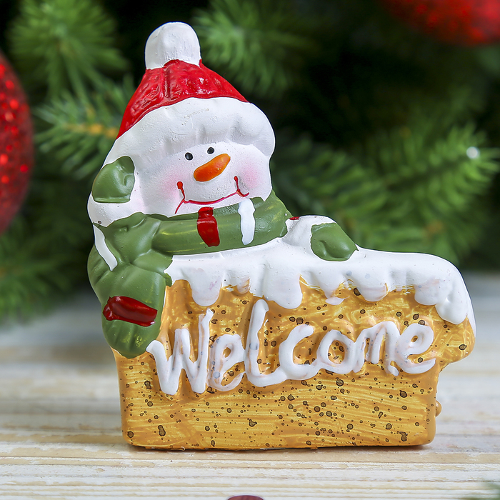Сувенир керамика "Снеговичок Welcome" 7,5х7х3 см