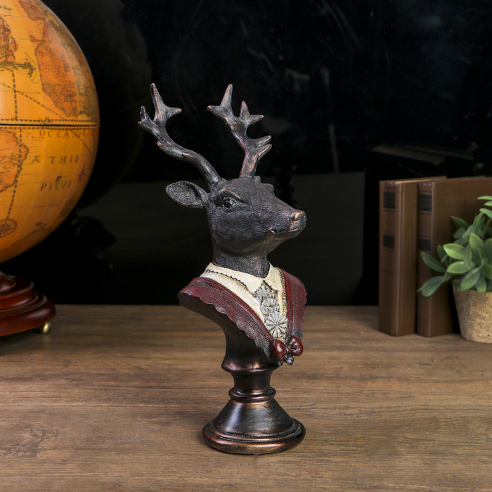 Сувенир полистоун бюст "Олень в комзоле" 32,5х13х16 см