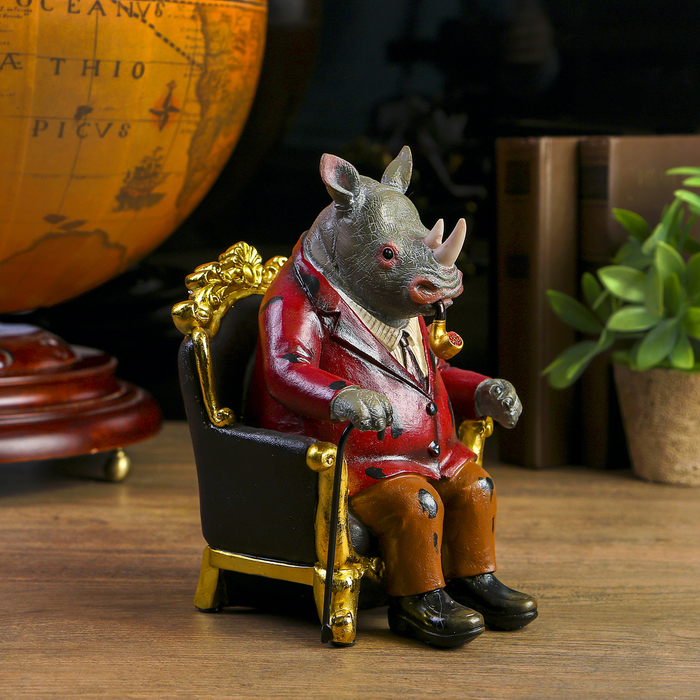 Сувенир полистоун "Носорог в кресле" 20,5х13,5х16 см