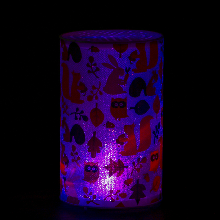 Ночник пластик "Лесные зверята" от батареек CR2032х1 7,1х7,1х11,3 см