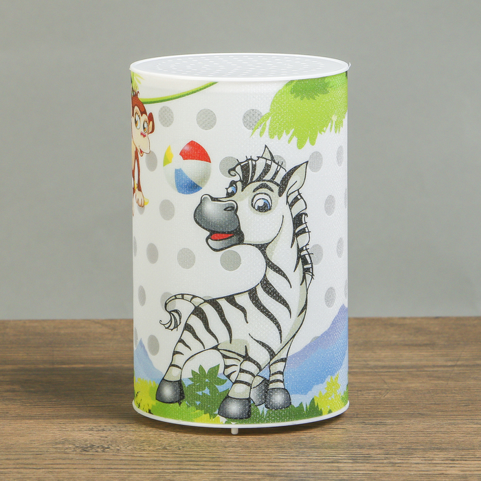 Ночник пластик "Зебра и обезьянка" от батареек CR2032х1 7,1х7,1х11,3 см