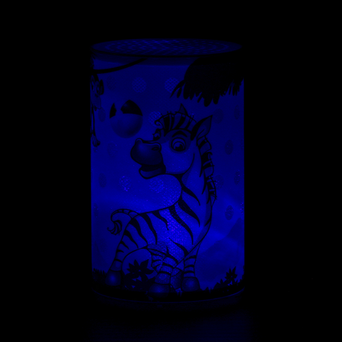 Ночник пластик "Зебра и обезьянка" от батареек CR2032х1 7,1х7,1х11,3 см