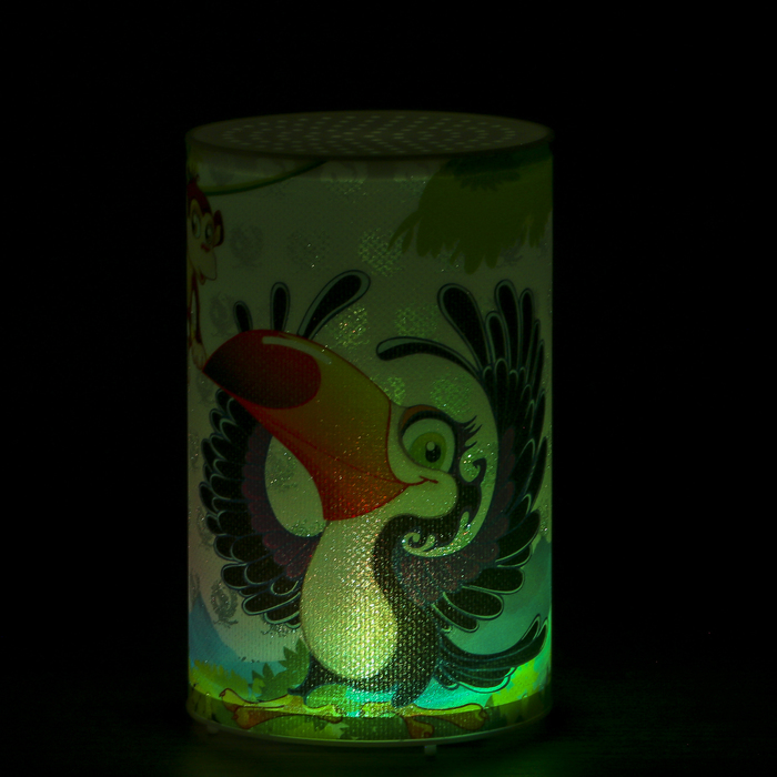 Ночник пластик "Тукан и обезьяна" от батареек CR2032х1 7,1х7,1х11,3 см
