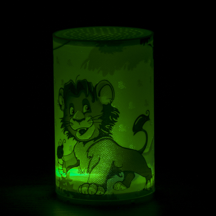 Ночник пластик "Лев и обезьяна" от батареек CR2032х1 7,1х7,1х11,3 см