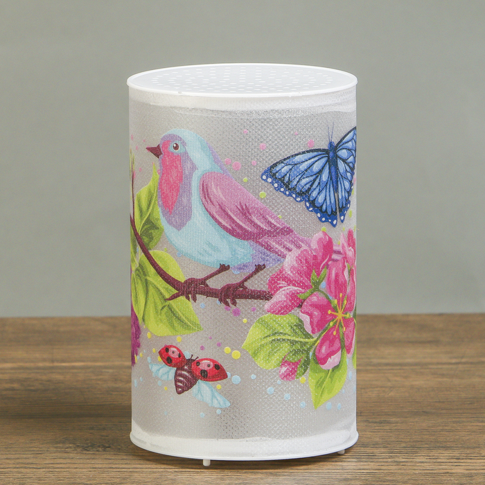 Ночник пластик "Птичка и бабочка" от батареек CR2032х1 7,1х7,1х11,3 см