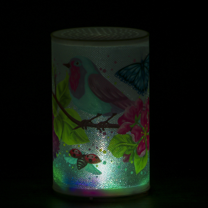 Ночник пластик "Птичка и бабочка" от батареек CR2032х1 7,1х7,1х11,3 см