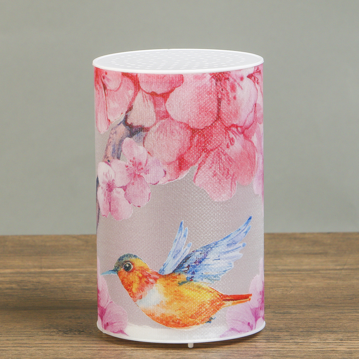 Ночник пластик "Колибри и цветы" от батареекCR2032х1 7,1х7,1х11,3 см