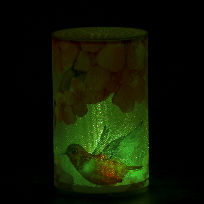 Ночник пластик "Колибри и цветы" от батареекCR2032х1 7,1х7,1х11,3 см