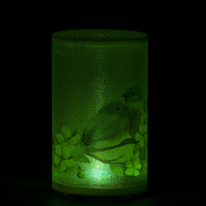 Ночник пластик "Синички" от батареек CR2032х1 7,1х7,1х11,3 см