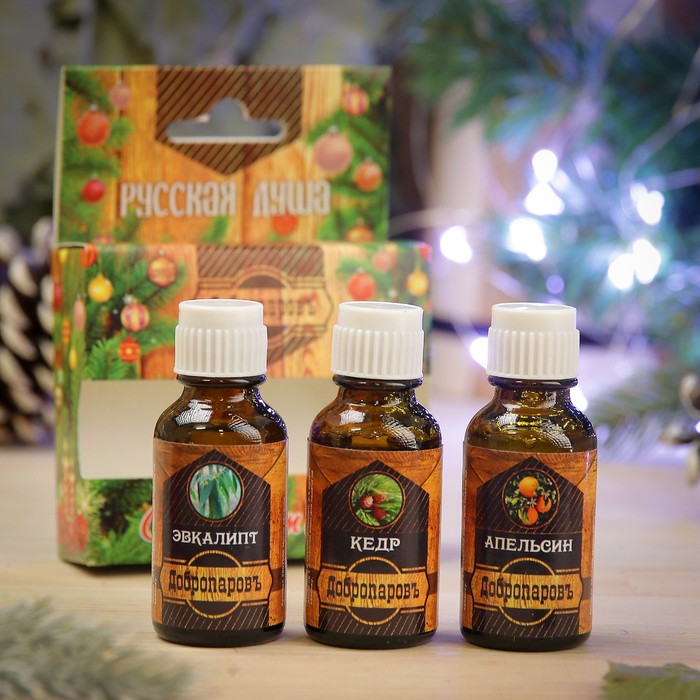 Набор эфирных масел "Русская душа", 3 шт по 17 мл, "Добропаровъ", новогодняя серия