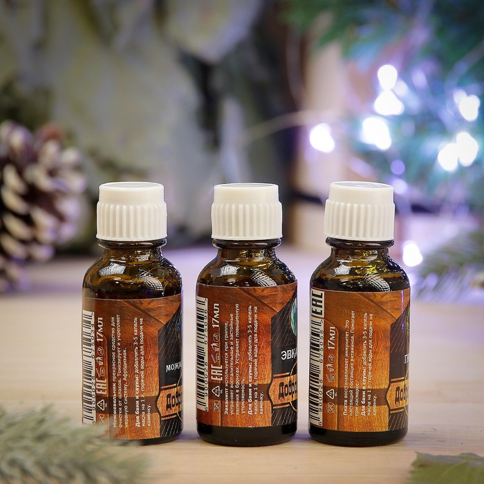 Набор эфирных масел "С Лёгким паром", 3 шт по 17 мл, "Добропаровъ", новогодняя серия