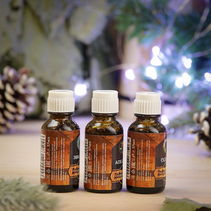 Набор эфирных масел "Будь здоров", 3 шт по 17 мл, "Добропаровъ", новогодняя серия