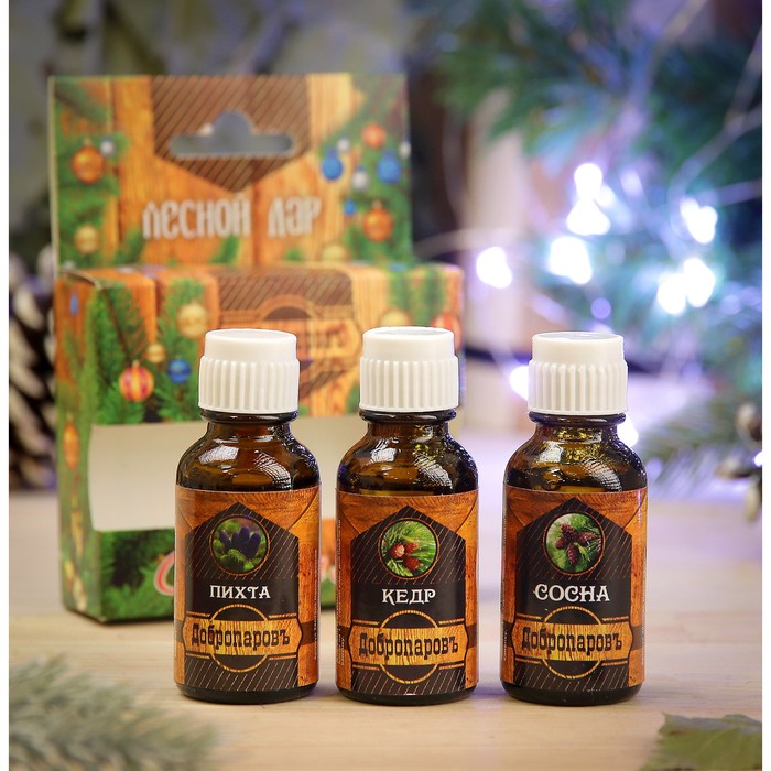 Набор эфирных масел "Лесной дар", 3 шт по 17 мл, "Добропаровъ", новогодняя серия