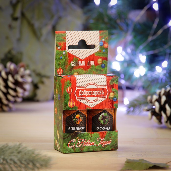 Набор эфирных масел "Банный дух", 2 шт по 17 мл, "Добропаровъ", новогодняя серия