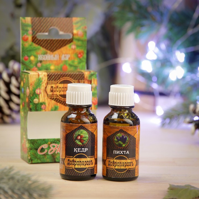 Набор эфирных масел "Хвойный дар", 2 шт по 17 мл, "Добропаровъ", новогодняя серия