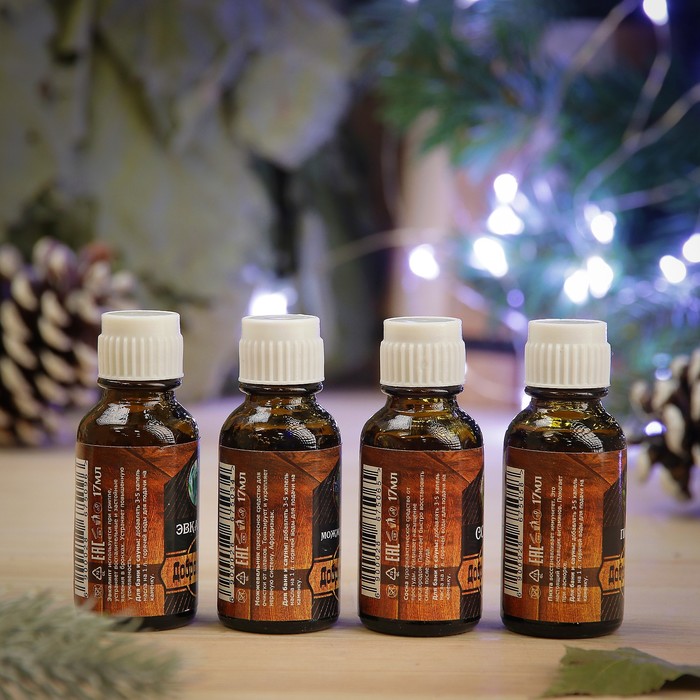 Набор эфирных масел "Новогодние ароматы", 4 шт по 17 мл, "Добропаровъ", новогодняя серия