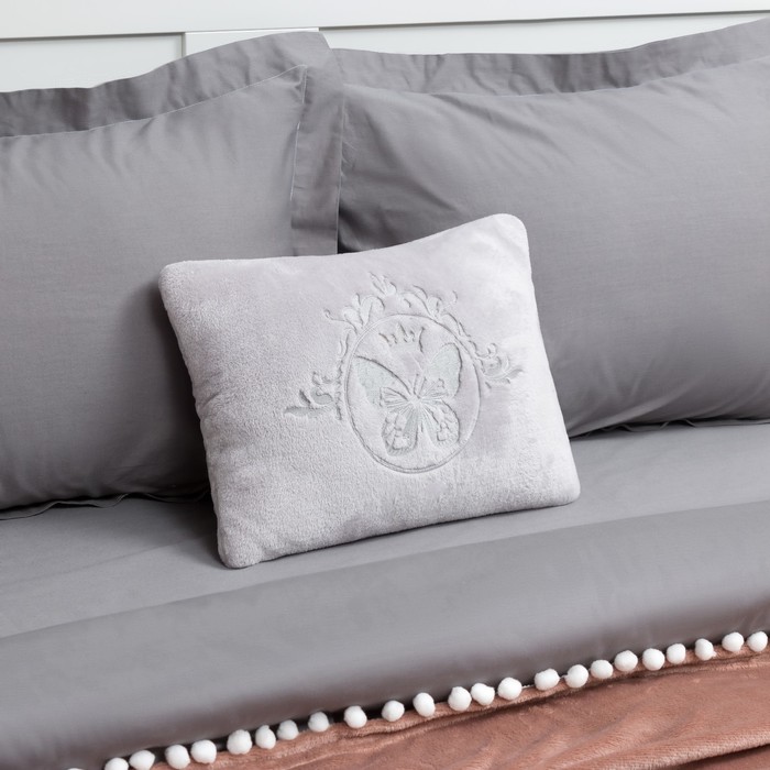 Подушка "Этель" Бабочка, серый, р-р 30х40 см, 100 % п/э