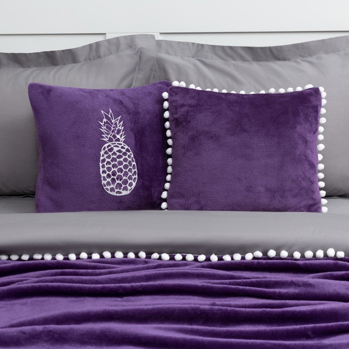 Наволочка "Этель" Ананас, фиолетовая, р-р 40 х 40 см, 100 % п/э