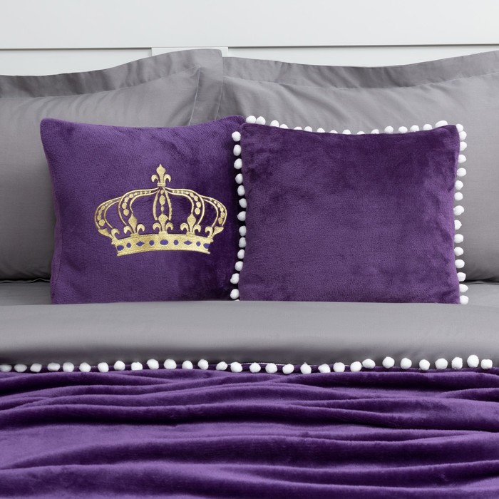 Наволочка "Этель" Корона, фиолетовая, р-р 40 х 40 см, 100 % п/э