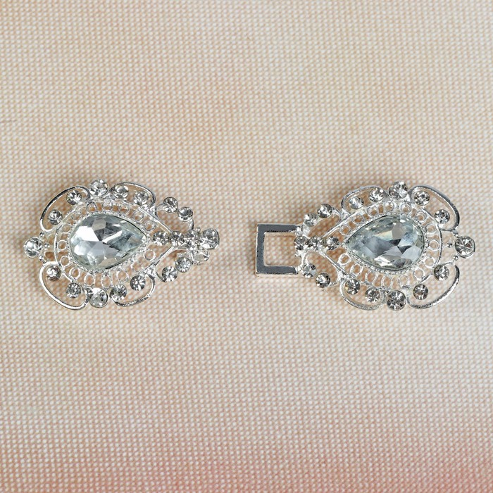 Декоративная застёжка, 7,5х2см, цвет серебряный