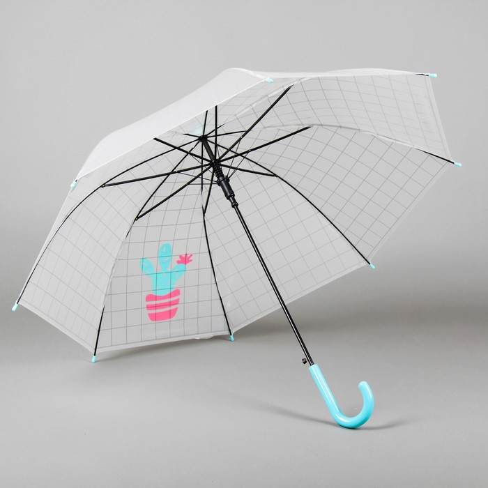 Зонт детский "Зеленый кактус", клетка