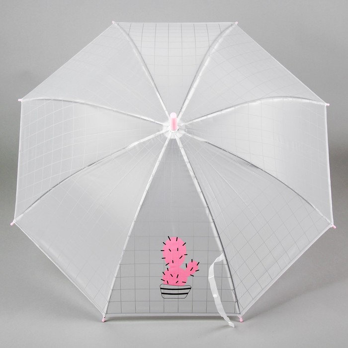 Зонт детский "Розовый кактус", клетка