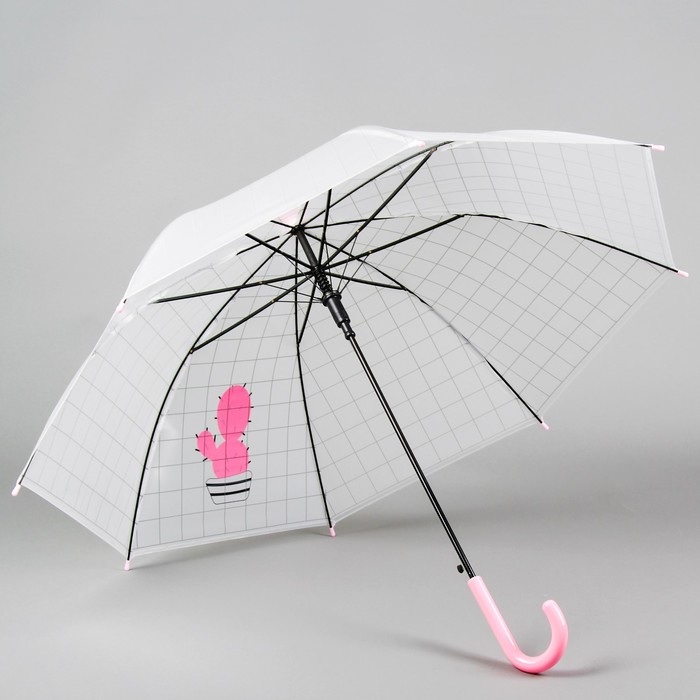 Зонт детский "Розовый кактус", клетка