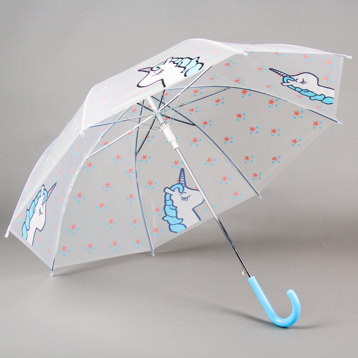 Зонт детский "Единорог", голубой