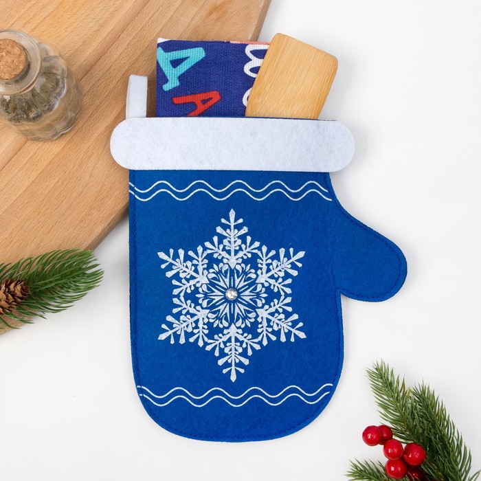 Набор "Доляна" Счастливого года, полотенце35х60см, лопатка20х5см, фетровая варежка14х22см