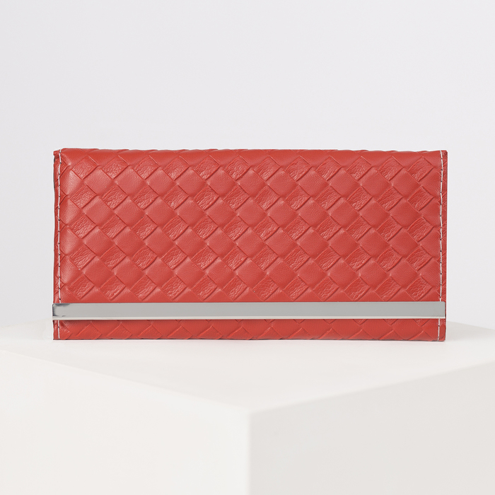 Кошелёк женский, 3 отдела, для карт, цвет красный