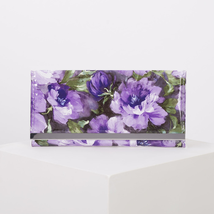 Кошелёк женский, 3 отдела, для карт, цвет фиолетовый