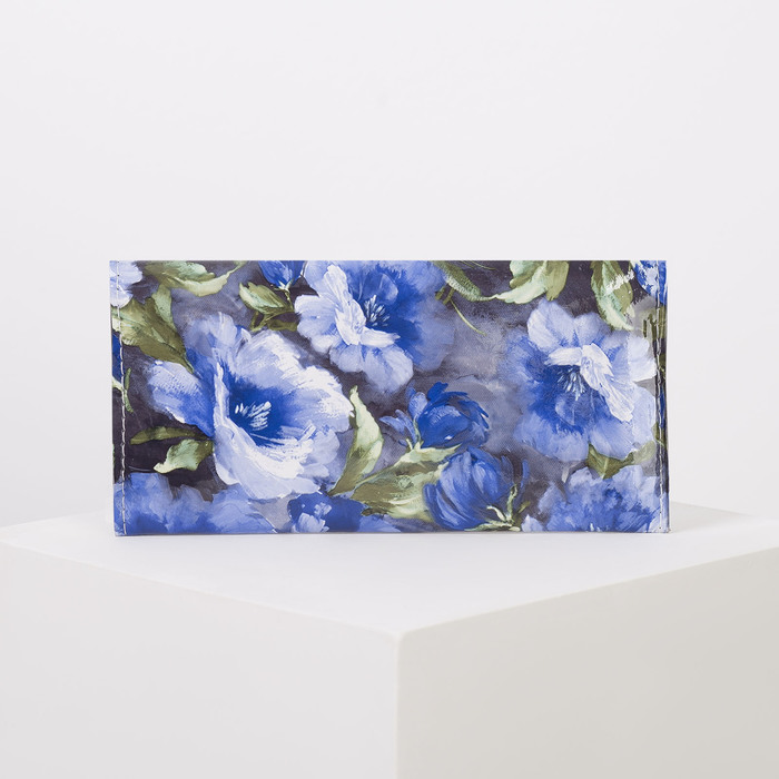 Кошелёк женский, 3 отдела, для карт, цвет синий