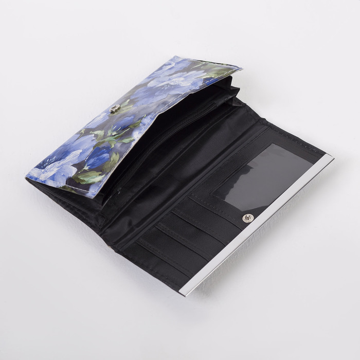 Кошелёк женский, 3 отдела, для карт, цвет синий