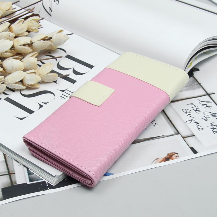 Кошелёк молодёжный, 2 отдела, для карт, цвет розовый