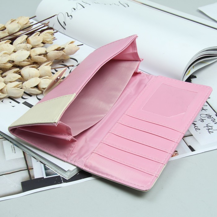 Кошелёк молодёжный, 2 отдела, для карт, цвет розовый