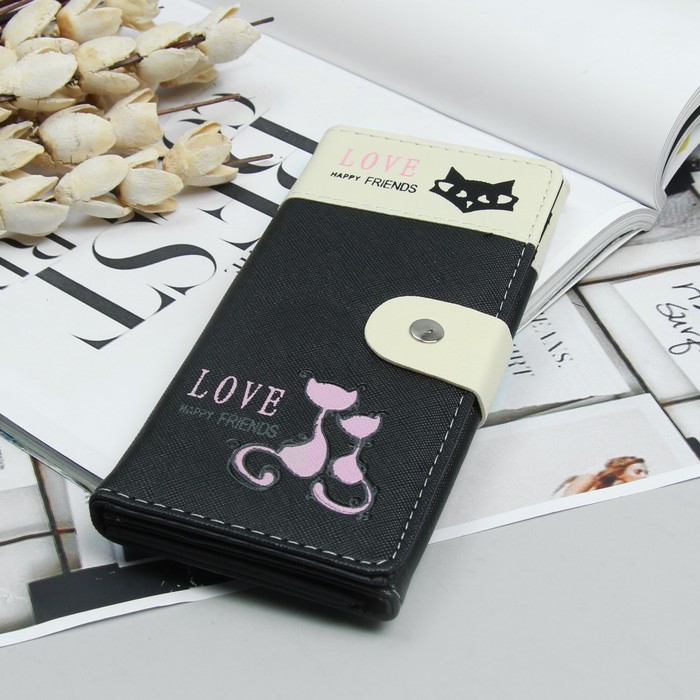 Кошелёк молодёжный, 2 отдела, для карт, цвет чёрный