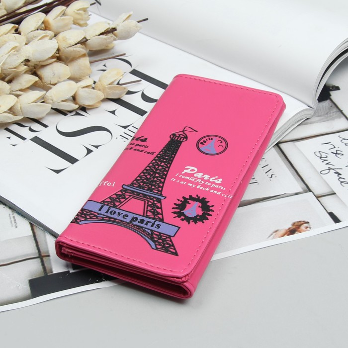 Кошелёк молодёжный, 2 отдела, для карт, цвет малиновый