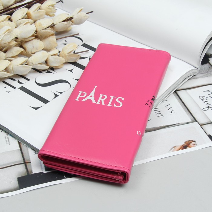 Кошелёк молодёжный, 2 отдела, для карт, цвет малиновый