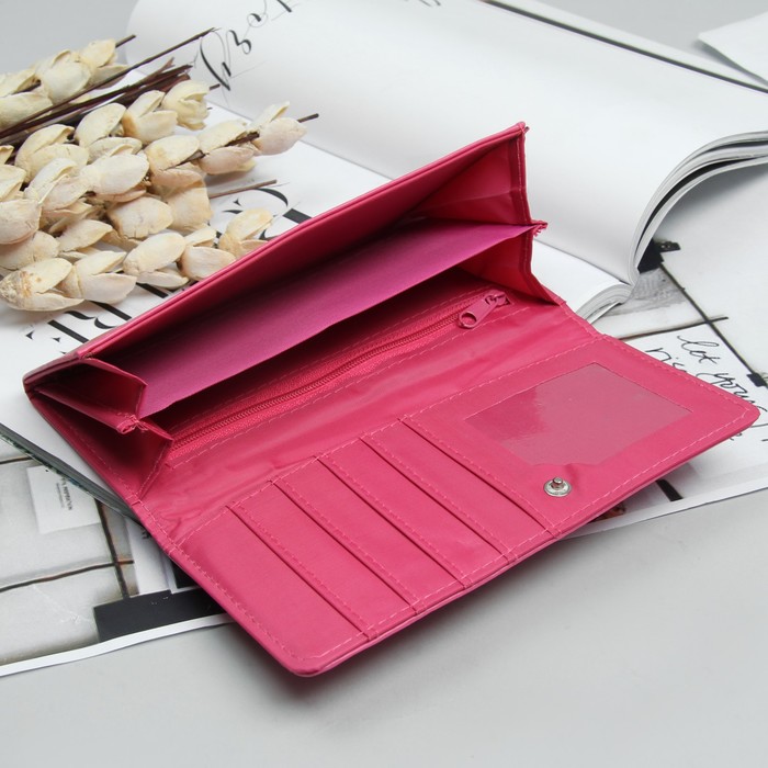 Кошелёк молодёжный, 2 отдела, для карт, цвет малиновый