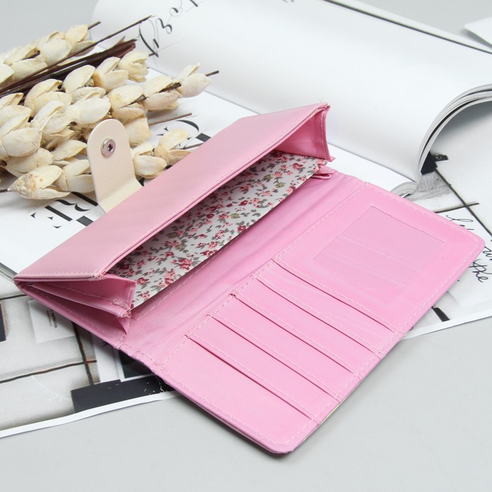 Кошелёк молодёжный, 2 отдела, для карт, цвет пурпурно-розовый