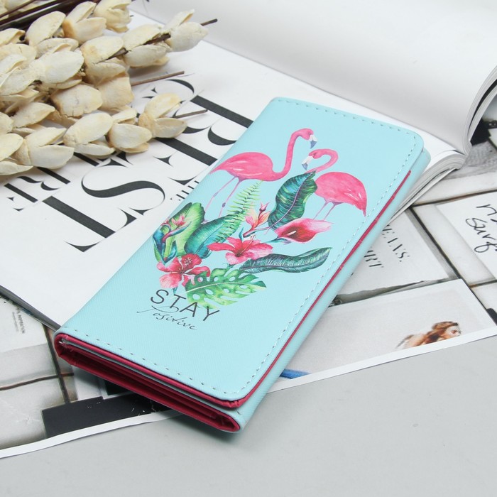 Кошелёк молодёжный, 2 отдела, для карт, цвет голубой