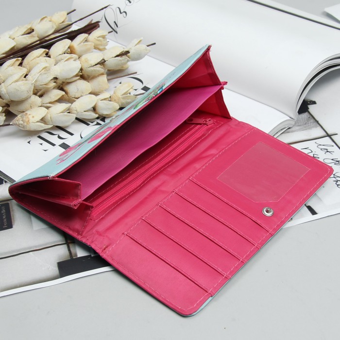 Кошелёк молодёжный, 2 отдела, для карт, цвет голубой