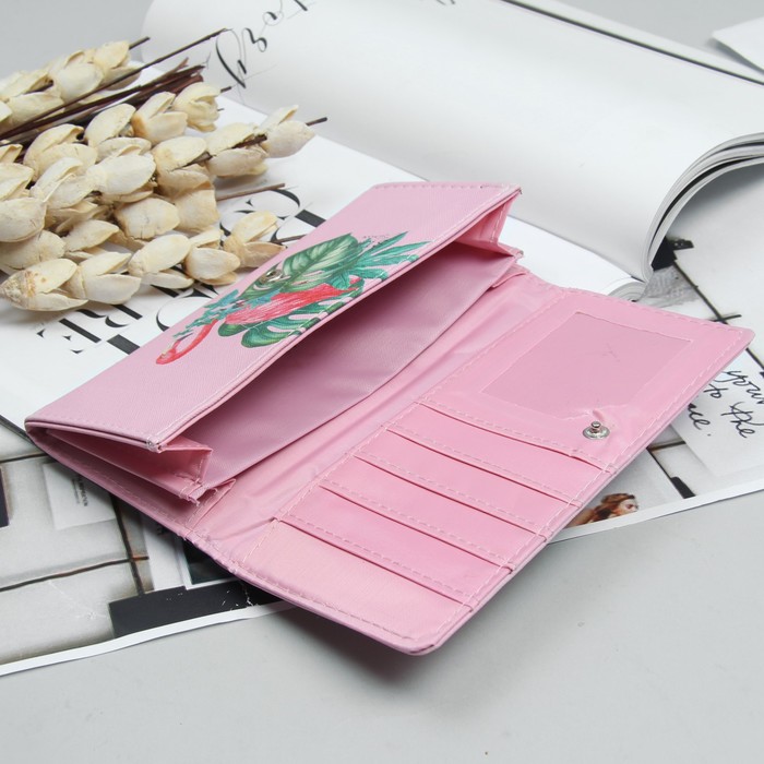 Кошелёк молодёжный, 2 отдела, для карт, цвет розовый