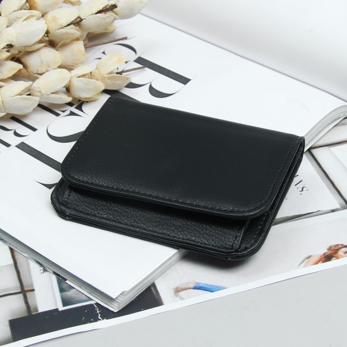 Кошелёк женский, 2 отдела, для карт, цвет чёрный