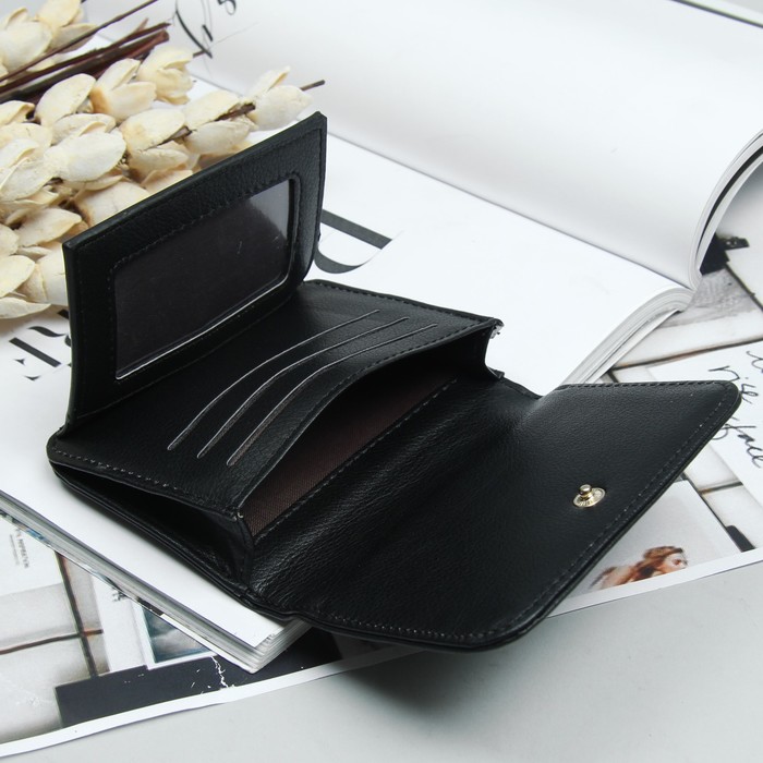 Кошелёк женский, 2 отдела, для карт, цвет чёрный