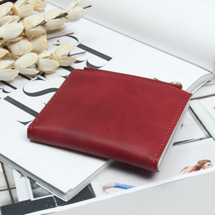 Кошелёк женский, 3 отдела, для карт, для монет, цвет бордовый