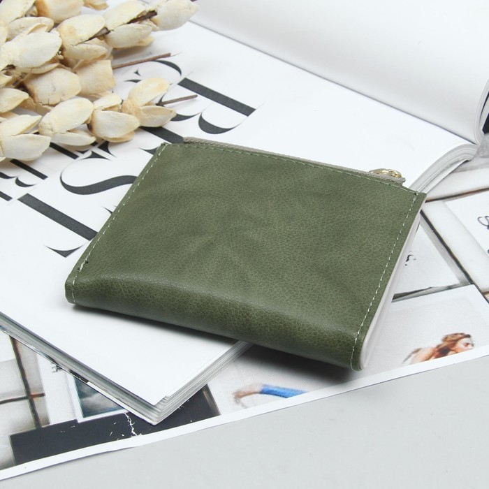 Кошелёк женский, 3 отдела, для карт, для монет, цвет зелёный