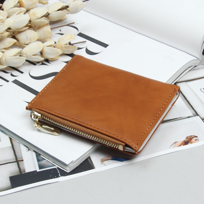 Кошелёк женский, 3 отдела, для карт, для монет, цвет коричневый